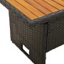 Tavolo Giardino Nero 100x50x43/63cm Massello Acacia Polyrattan