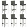 Sgabelli da Bar con Cuscini 6 pz in Polyrattan Grigio