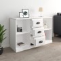 Credenza Bianco Lucido 104,5x35,5x67,5 cm in Legno Multistrato