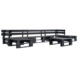 Set Divani da Giardino su Pallet 6 pz Nero in Legno