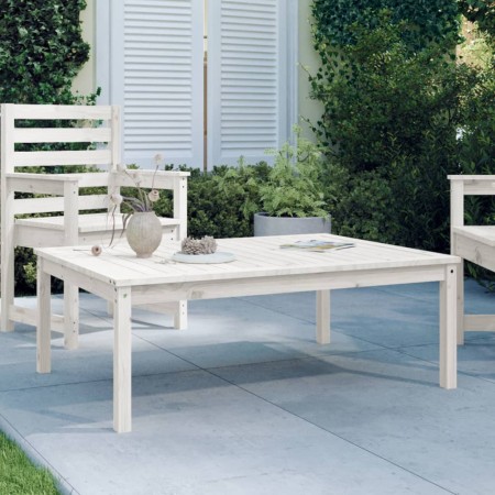 Tavolo da Giardino Bianco 121x82,5x45 cm Legno Massello di Pino