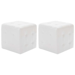 Pouf 2 pz Bianco 30x30x30 cm in Similpelle