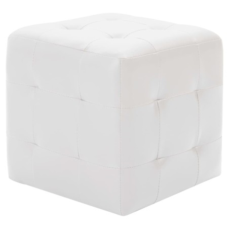 Pouf 2 pz Bianco 30x30x30 cm in Similpelle