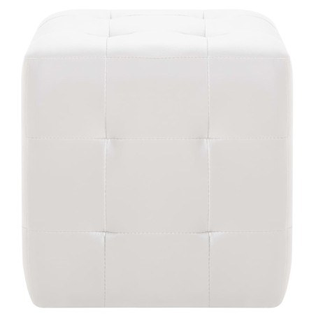 Pouf 2 pz Bianco 30x30x30 cm in Similpelle