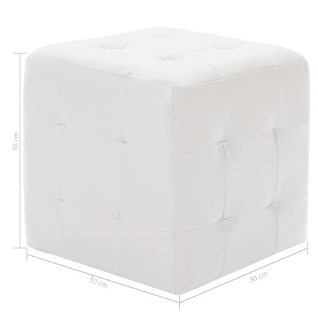 Pouf 2 pz Bianco 30x30x30 cm in Similpelle