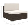 Seduta Centrale Modulare 1 pz con Cuscini in Polyrattan Marrone