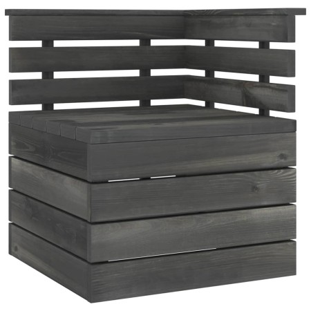 Divano Angolare da Giardino Pallet Legno di Pino Grigio Scuro