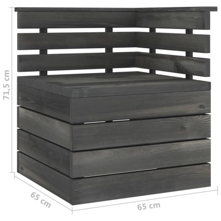 Divano Angolare da Giardino Pallet Legno di Pino Grigio Scuro