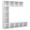 Set Mobili Libreria/Porta TV 3 pz Bianco Lucido 180x30x180 cm