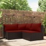 Set Mobili da Giardino 3 pz con Cuscini in Polyrattan Marrone