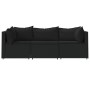 Set Divani da Giardino 3 pz con Cuscini Nero in Polyrattan