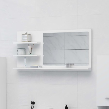 Specchio da Bagno Bianco 90x10,5x45 cm in Legno Multistrato