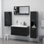 Specchio da Bagno Nero Lucido 90x10,5x45 cm Legno Multistrato