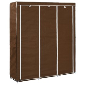 Armadio con Scomparti e Aste Marrone 150x45x175 cm in Tessuto