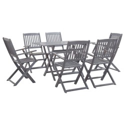 Set da Pranzo per Giardino 7 pz Legno Massello di Acacia Grigio