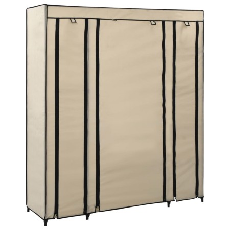 Armadio con Scomparti e Aste Crema 150x45x176 cm in Tessuto