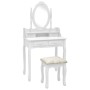 Tavolo da Trucco e Sgabello Bianco 75x69x140 cm Legno Paulownia