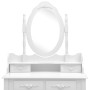 Tavolo da Trucco e Sgabello Bianco 75x69x140 cm Legno Paulownia