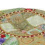 Pouf Patchwork Rotondo Fatto a Mano in Cotone 40x20 cm Verde