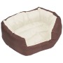 Cuscino per Cani Reversibile Lavabile Marrone Crema 65x50x20 cm