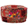 Pouf Patchwork Rotondo Fatto a Mano in Cotone 40x20 cm Rosso