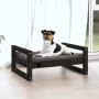 Cuccia per Cani Nera 55,5x45,5x28cm in Legno Massello di Pino