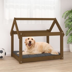 Cuccia per Cani Miele 81x60x70 cm in Legno Massello di Pino