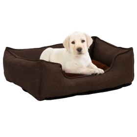 Lettino per Cani Marrone 85,5x70x23 cm in Pile Effetto Lino