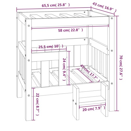 Cuccia per Cani Nera 65,5x43x70 cm in Legno Massello di Pino