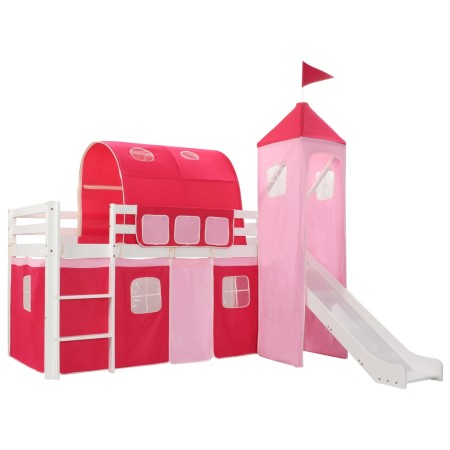 Letto a Castello per Bambini Scivolo e Scala in Pino 208x230 cm