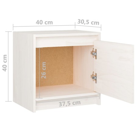 Comodini 2 pz Bianchi 40x30,5x40 cm in Legno Massello di Pino