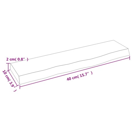 Ripiano Muro Marrone Scuro 40x10x2 cm Massello Rovere Trattato