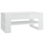 Tavolino da Salotto Bianco Lucido 102x55x45cm Legno Multistrato