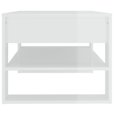 Tavolino da Salotto Bianco Lucido 102x55x45cm Legno Multistrato