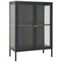 Credenza Antracite 75x35x105 cm in Acciaio e Vetro