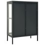 Credenza Antracite 75x35x105 cm in Acciaio e Vetro