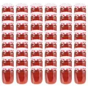 Vaso Marmellata in Vetro Coperchio Bianco e Rosso 48 pz 230 ml