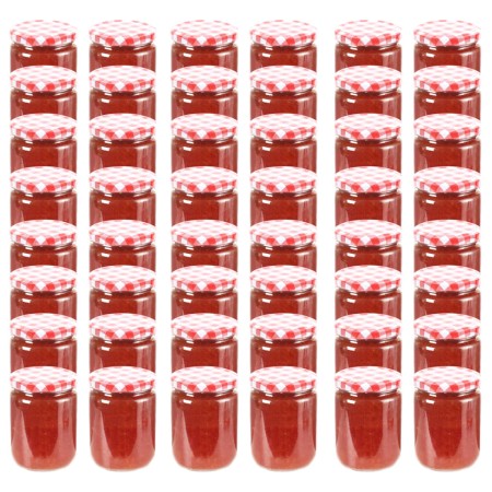 Vaso Marmellata in Vetro Coperchio Bianco e Rosso 48 pz 230 ml