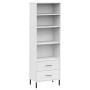 Libreria con 2 Cassetti Bianco 60x35x180 cm Legno Massello OSLO