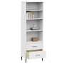 Libreria con 2 Cassetti Bianco 60x35x180 cm Legno Massello OSLO