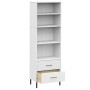 Libreria con 2 Cassetti Bianco 60x35x180 cm Legno Massello OSLO