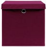 Scatole con Coperchi 10 pz Rosso Scuro 32x32x32 cm Tessuto