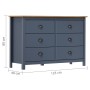 Credenza Hill Grigia 125x40x80 cm in Legno Massello di Pino