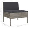 Set Divani da Giardino 3 pz con Cuscini in Polyrattan Grigio