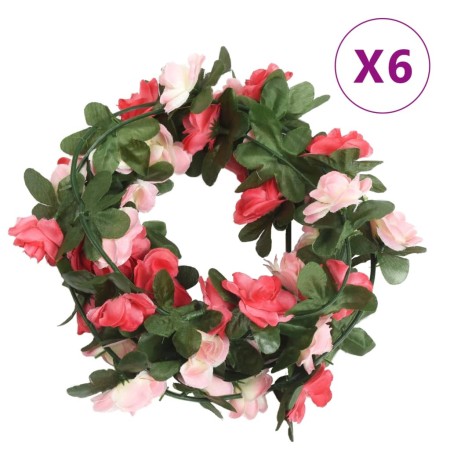 Ghirlande Fiori Artificiali 6 pz Rosa Primaverile 250cm