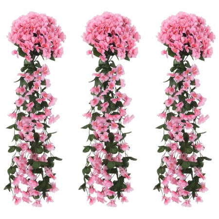 Ghirlande Fiori Artificiali 3 pz Rosa 85cm