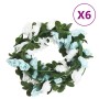 Ghirlande Fiori Artificiali 6 pz Blu e Bianco 240cm