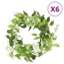 Ghirlande Fiori Artificiali 6 pz Bianco 200cm