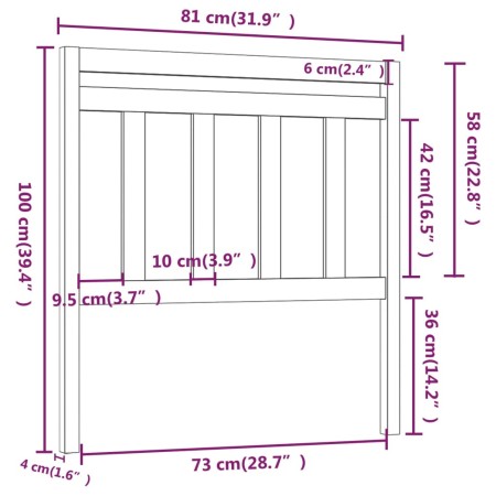 Testiera Letto Miele 81x4x100 cm in Legno Massello di Pino