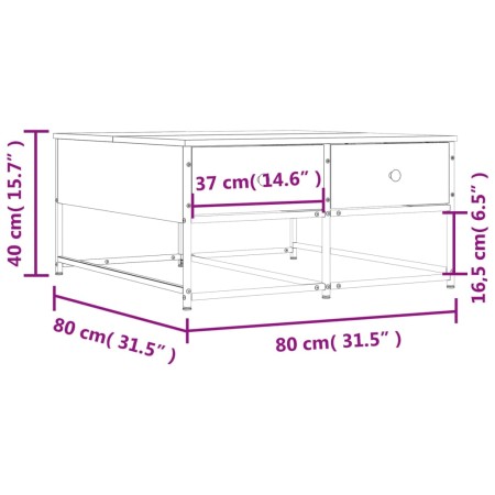 Tavolino da Salotto Rovere Marrone 80x80x40cm Legno Multistrato